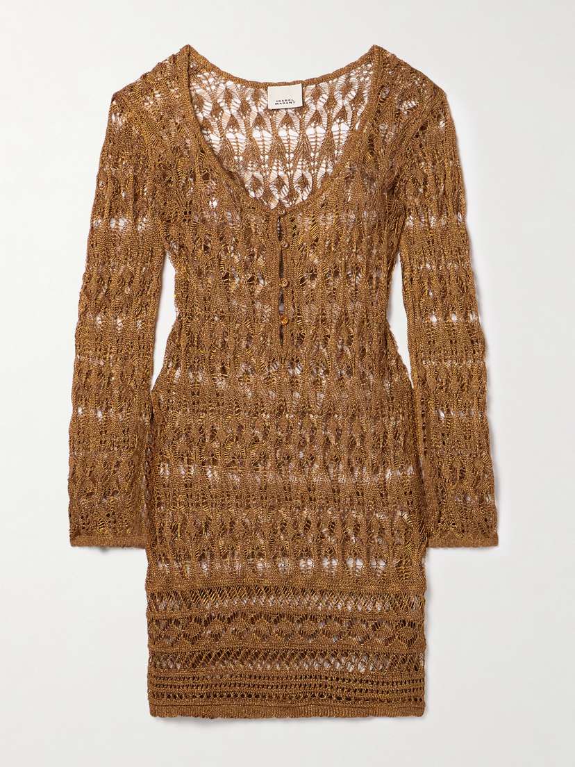 Isabel Marant Pia Metallic Crocheted Mini Dress