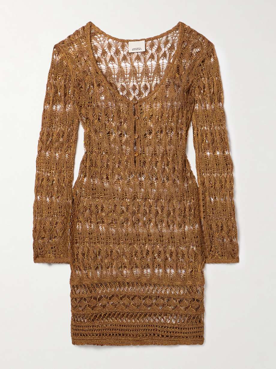 pia metallic crocheted mini dress