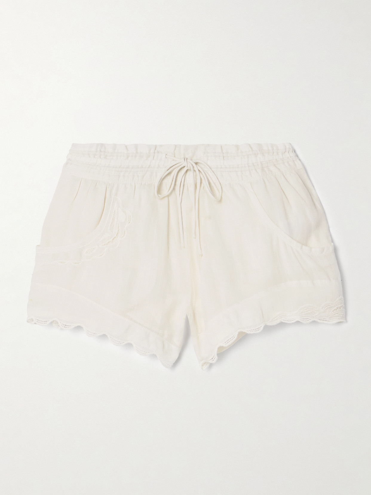 Isabel Marant Lola Embroidered Ramie Shorts In Neutrals