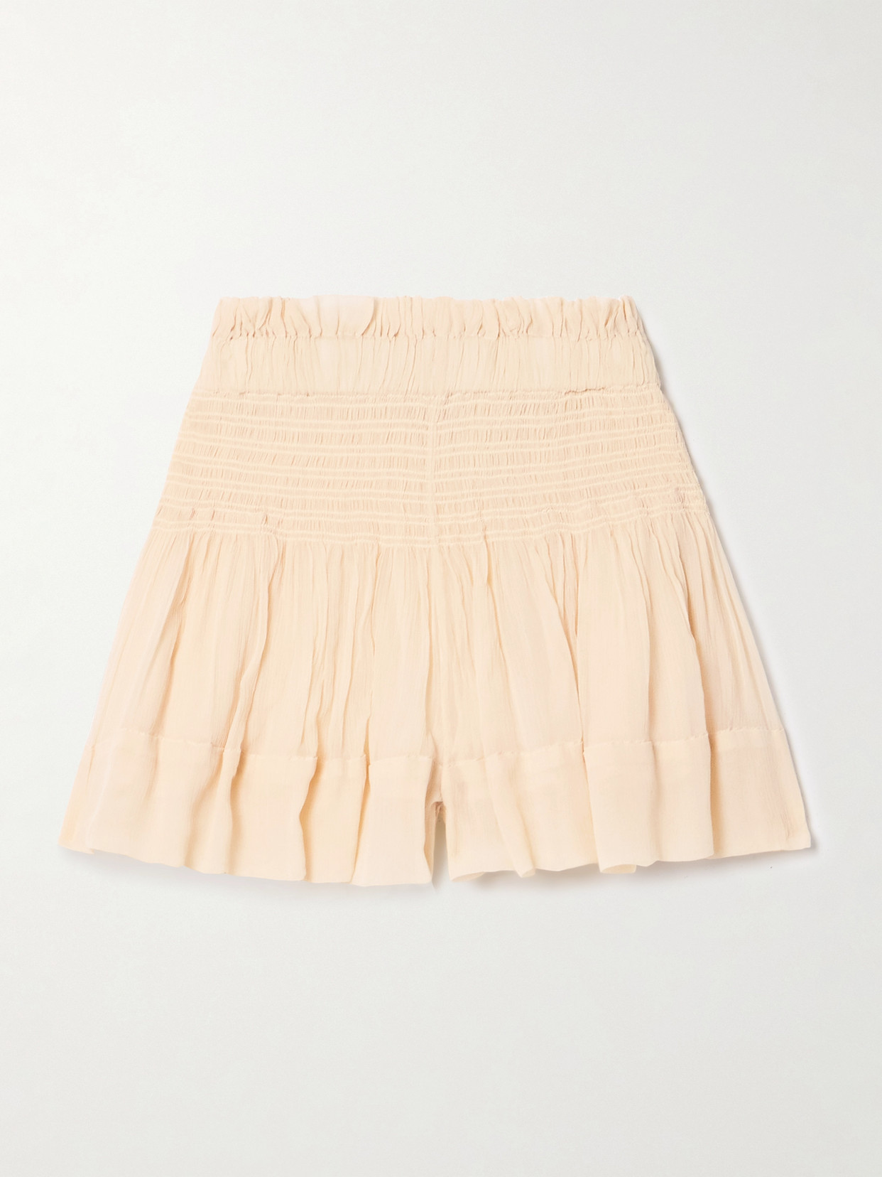 Isabel Marant Maelly Shirred Silk-crepon Shorts In Neutrals