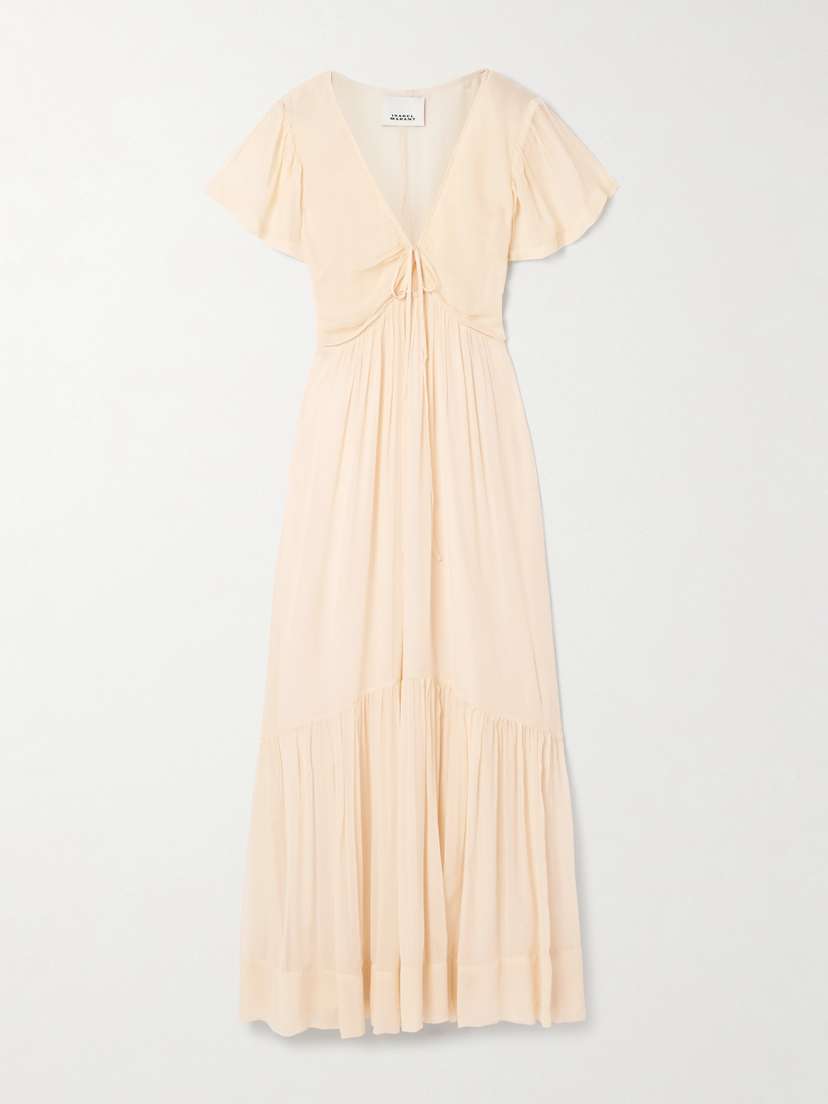 Isabel Marant Agathe Tiered Gathered Silk-crepon Maxi Dress