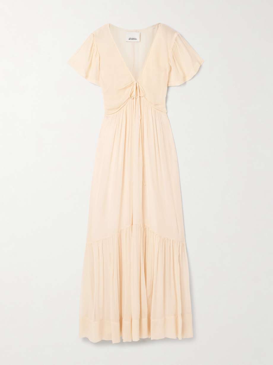 agathe tiered gathered silk-crepon maxi dress