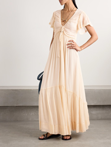 Isabel Marant Agathe tiered gathered silk-crepon maxi dress