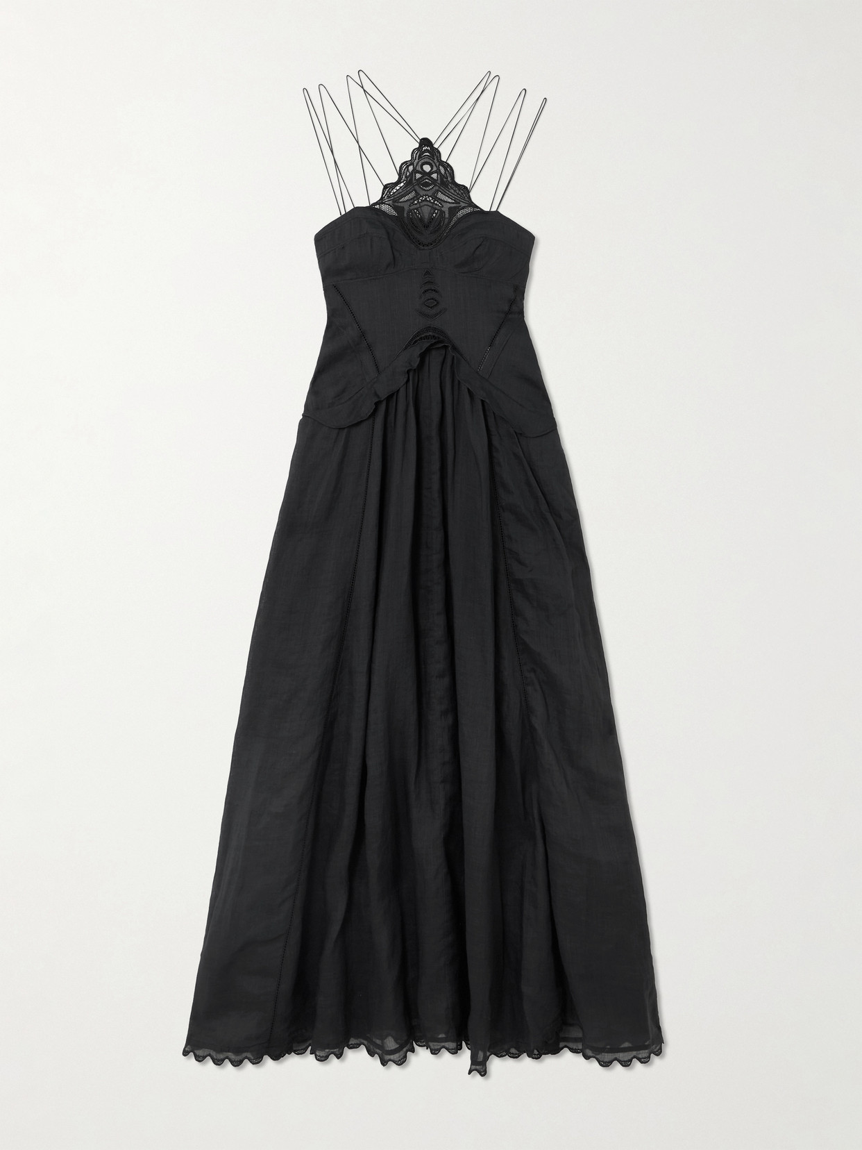 Isabel Marant Lindy Lace-trimmed Embroidered Ramie Maxi Dress