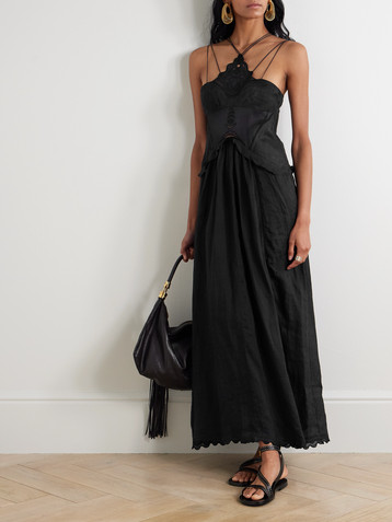 Isabel Marant Lindy lace-trimmed embroidered ramie maxi dress