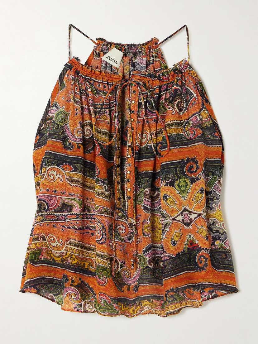 Isabel Marant Marilou Embellished Paisley-print Silk-voile Camisole
