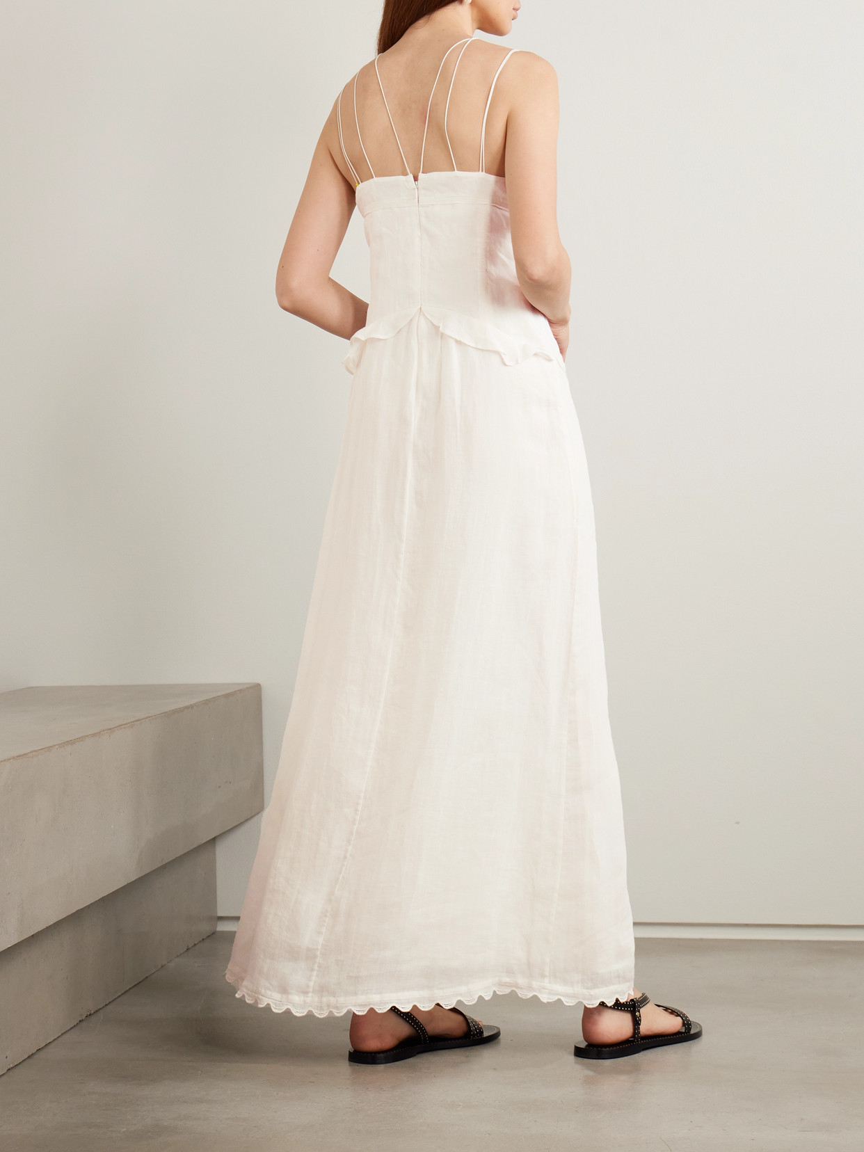 Shop Isabel Marant Lindy Lace-trimmed Embroidered Ramie Maxi Dress
