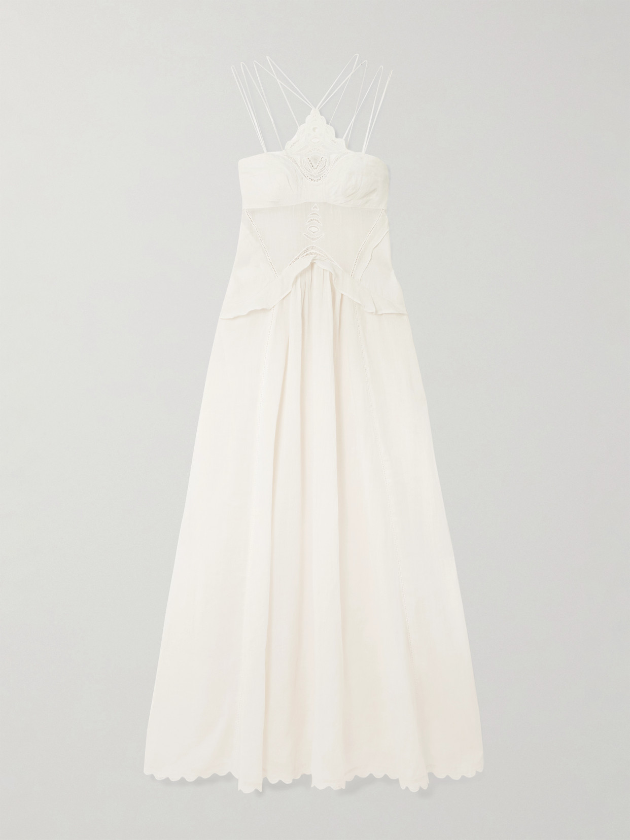 Isabel Marant Lindy Lace-trimmed Embroidered Ramie Maxi Dress