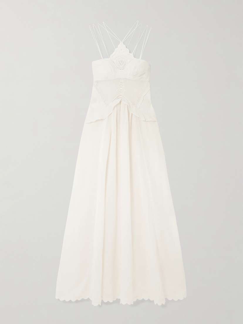 Isabel Marant Lindy Lace-trimmed Embroidered Ramie Maxi Dress