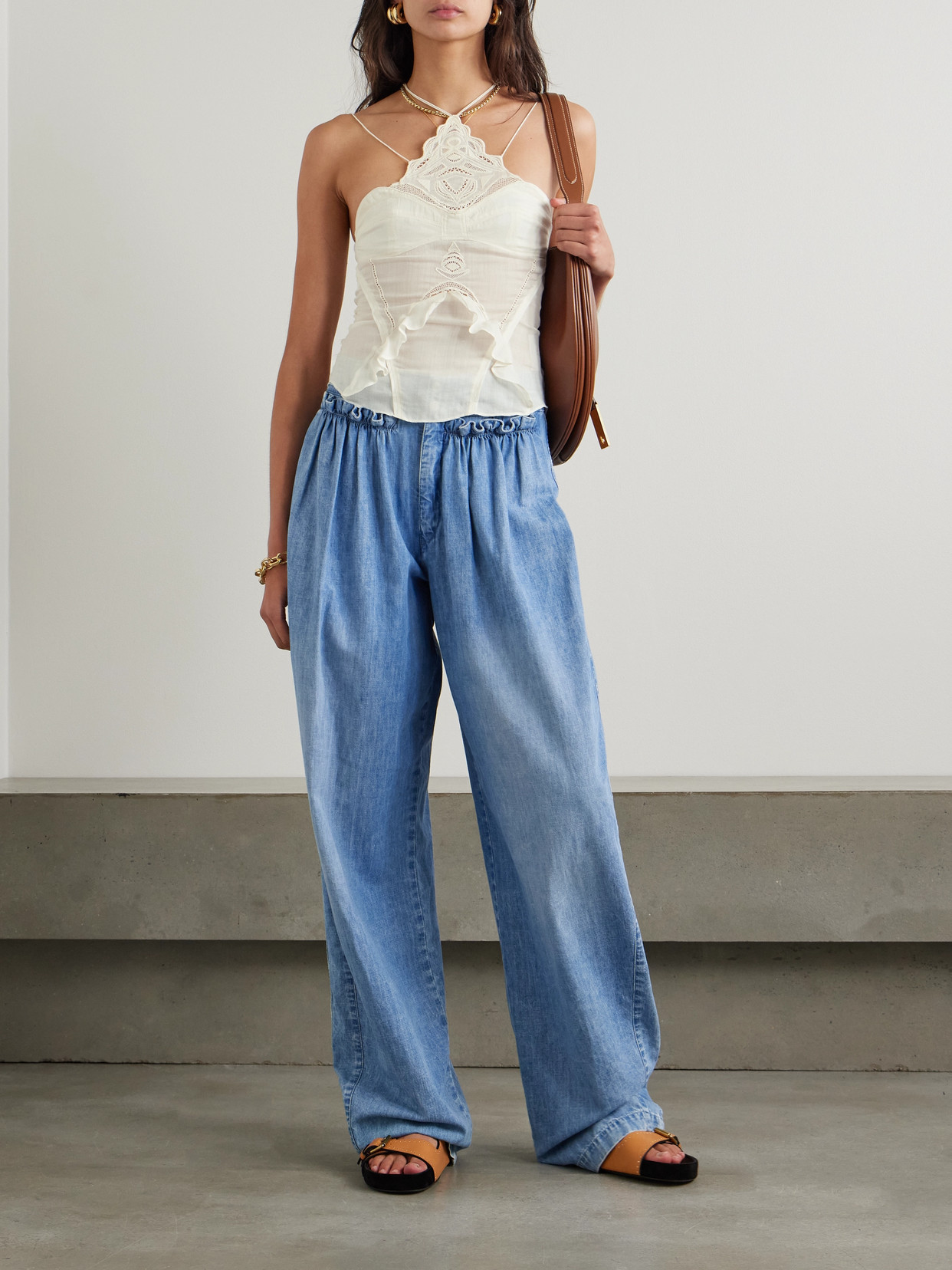 Isabel Marant Leana Ruffled Broderie Anglaise Ramie Camisole