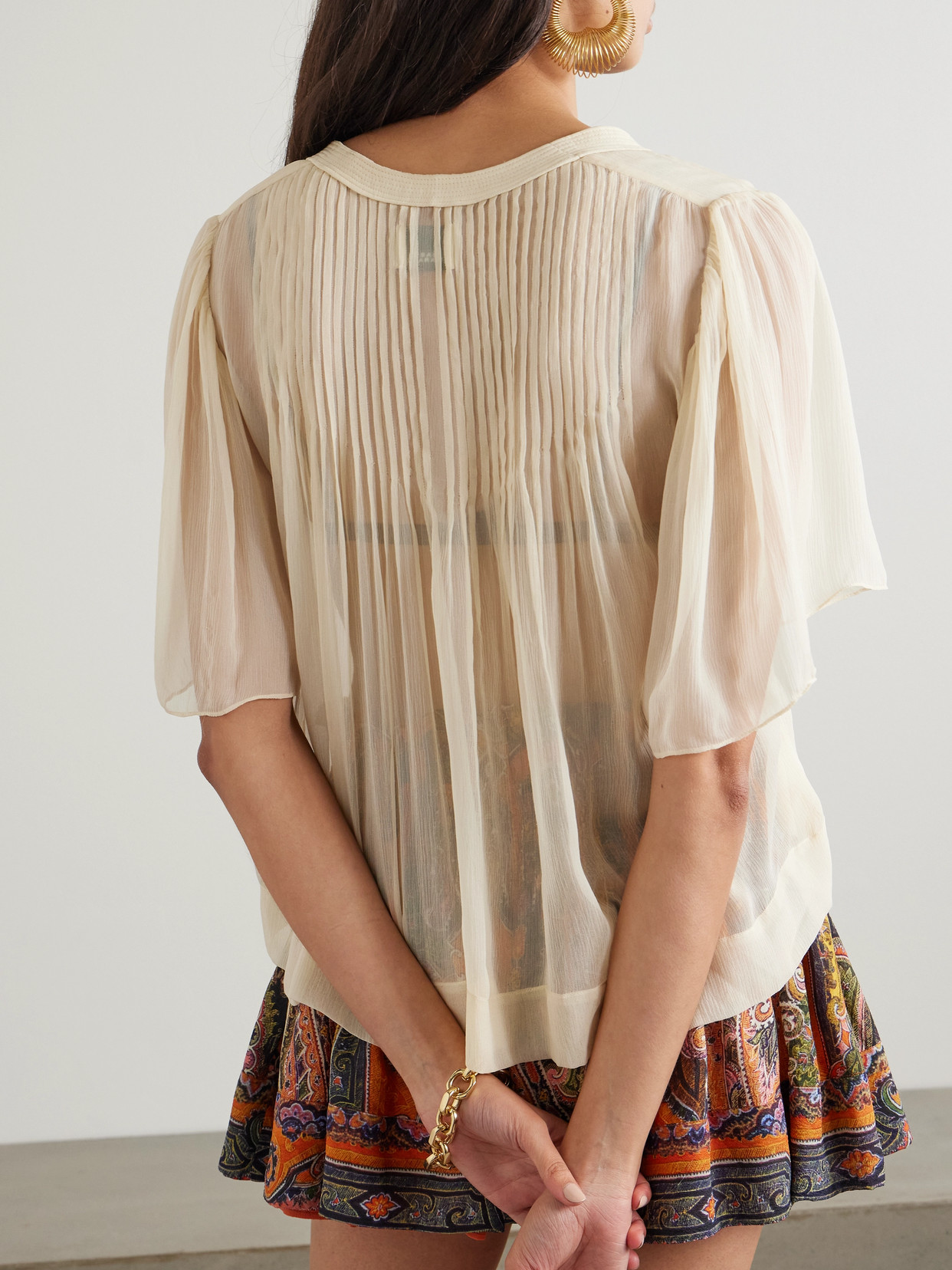 Shop Isabel Marant Ruta Cutout Silk-crepon Top In Neutrals