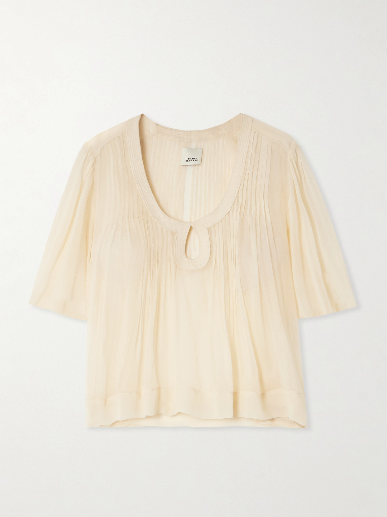 Isabel Marant Ruta Cutout Silk-crepon Top In Neutrals