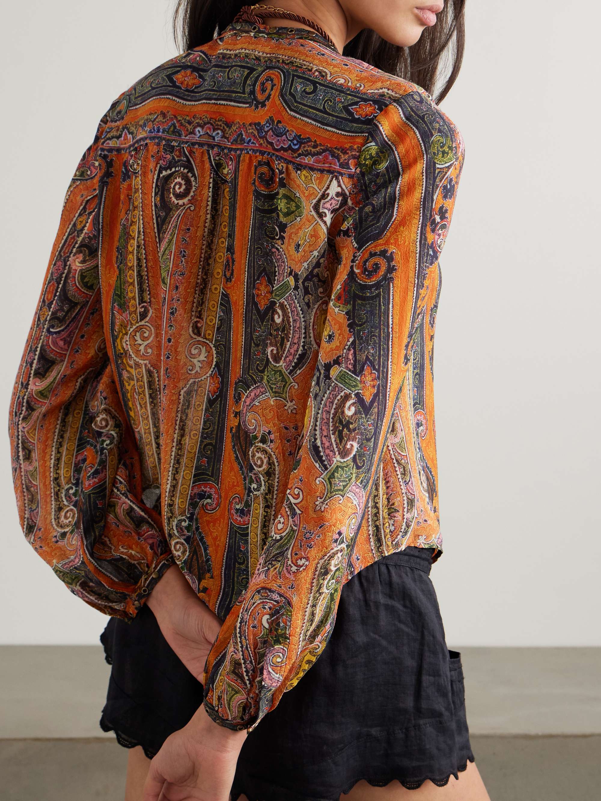 ISABEL MARANT May embellished paisley-print silk-georgette