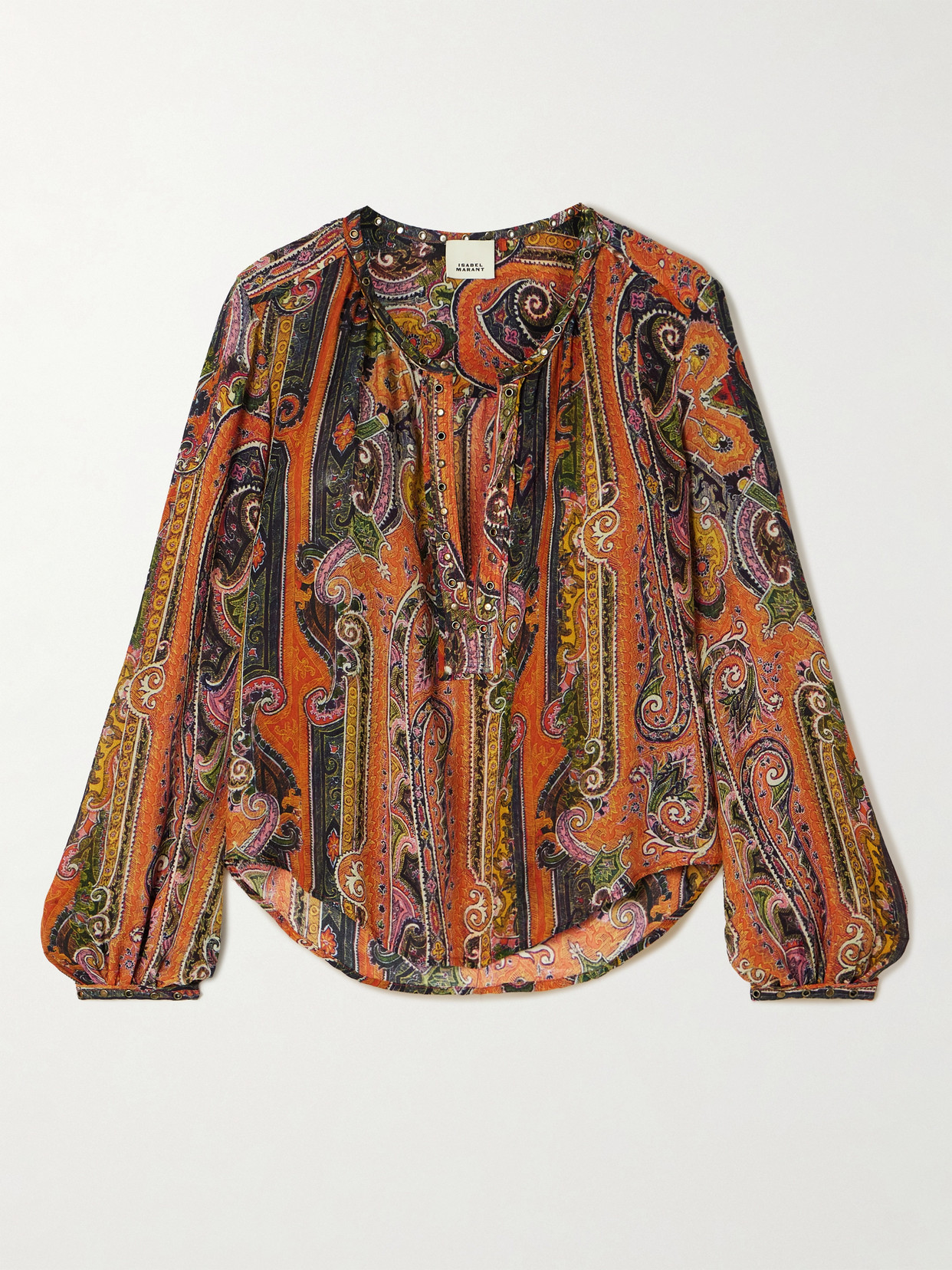 Isabel Marant May Embellished Paisley-print Silk-georgette Blouse In Orange