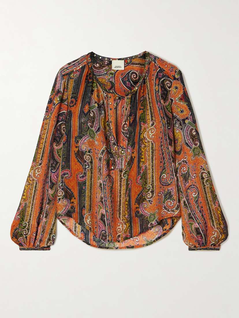 Isabel Marant May Embellished Paisley-print Silk-georgette Blouse