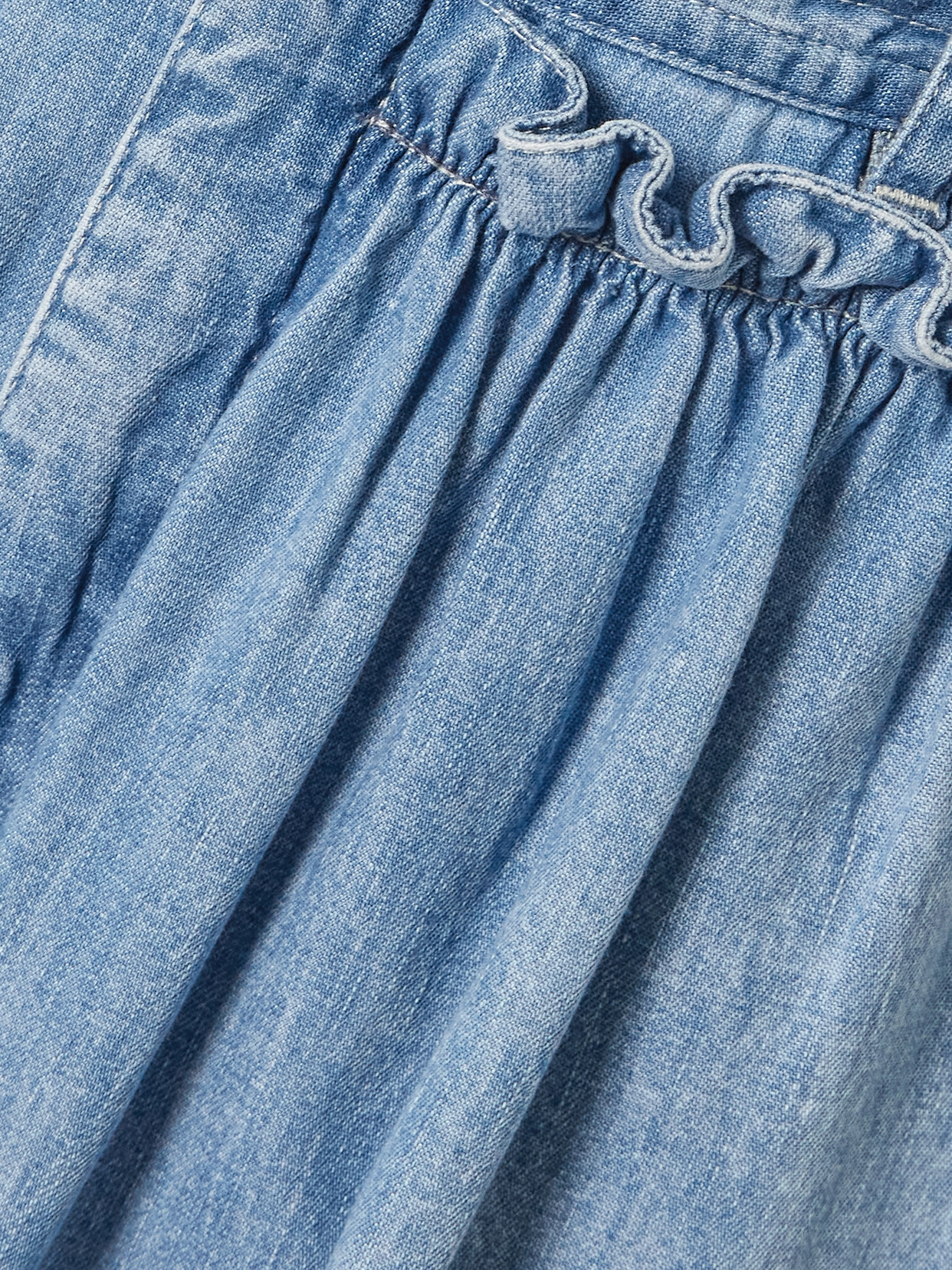 Isabel Marant Inaya Ruffled Cotton-chambray Barrel-leg Pants In Blue