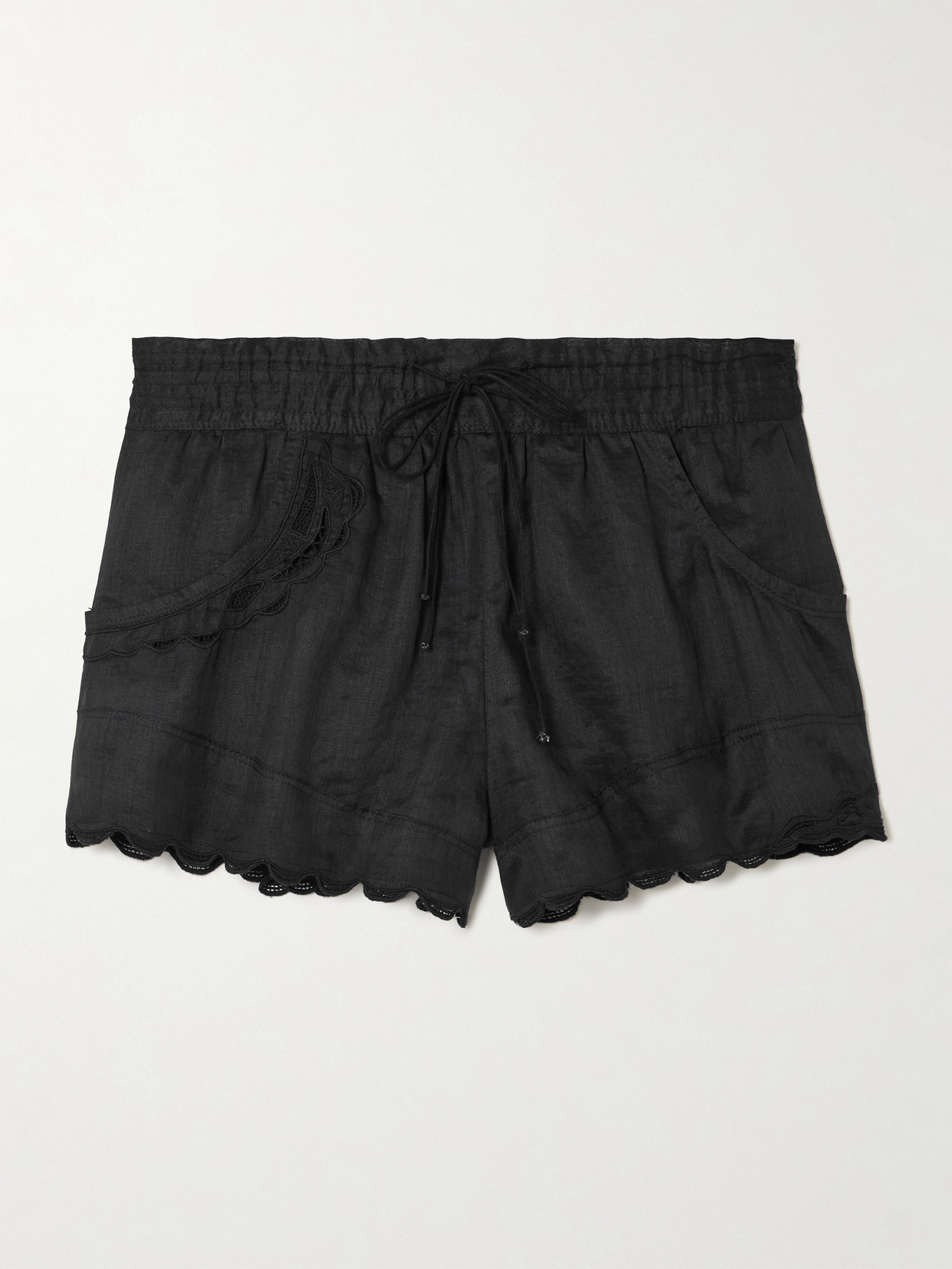 Isabel Marant Lola Broderie Anglaise Ramie Shorts In Black