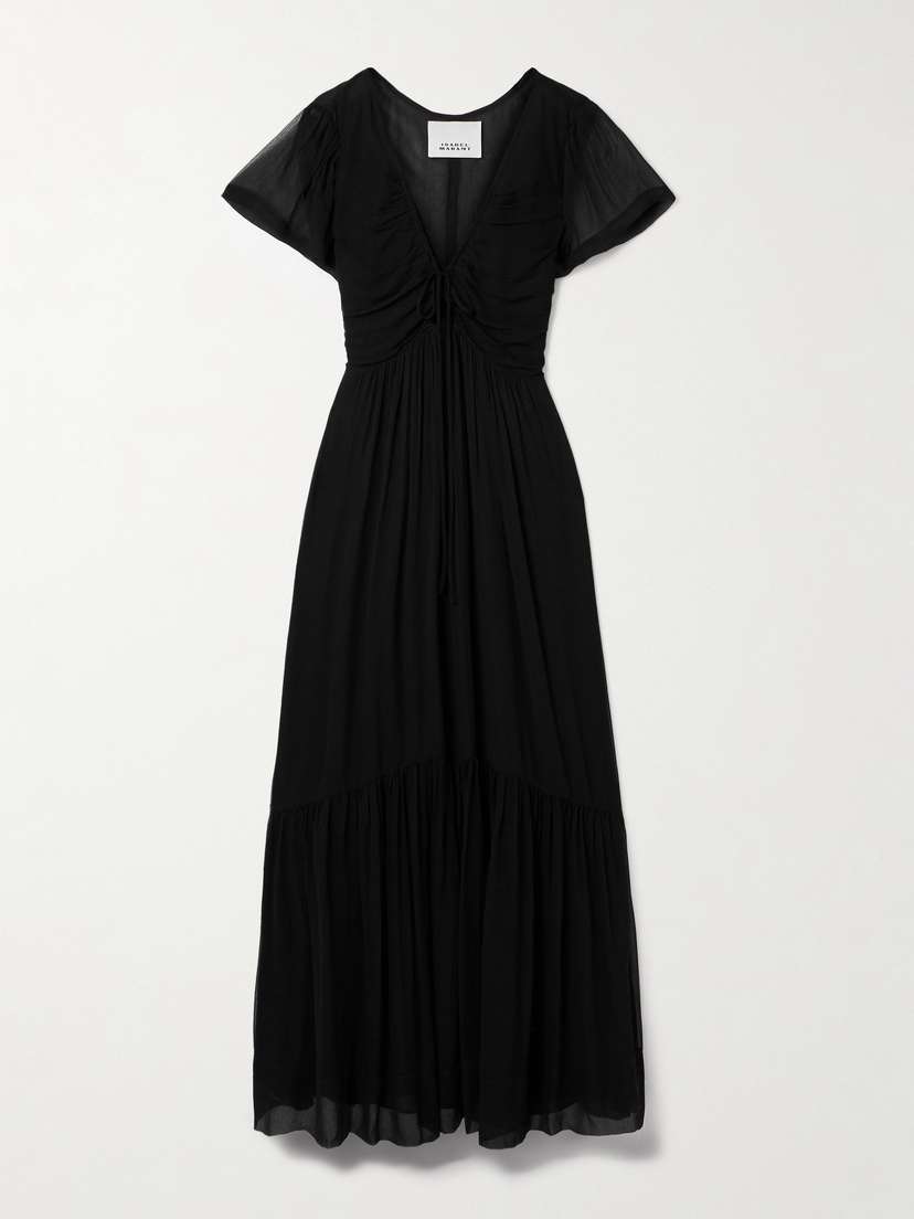 Isabel Marant Agathe Tiered Gathered Silk-crepon Maxi Dress