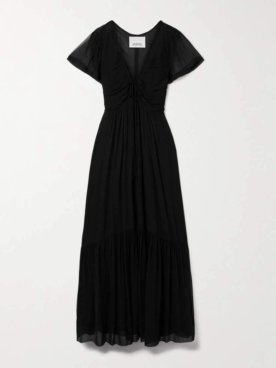 agathe tiered gathered silk-crepon maxi dress