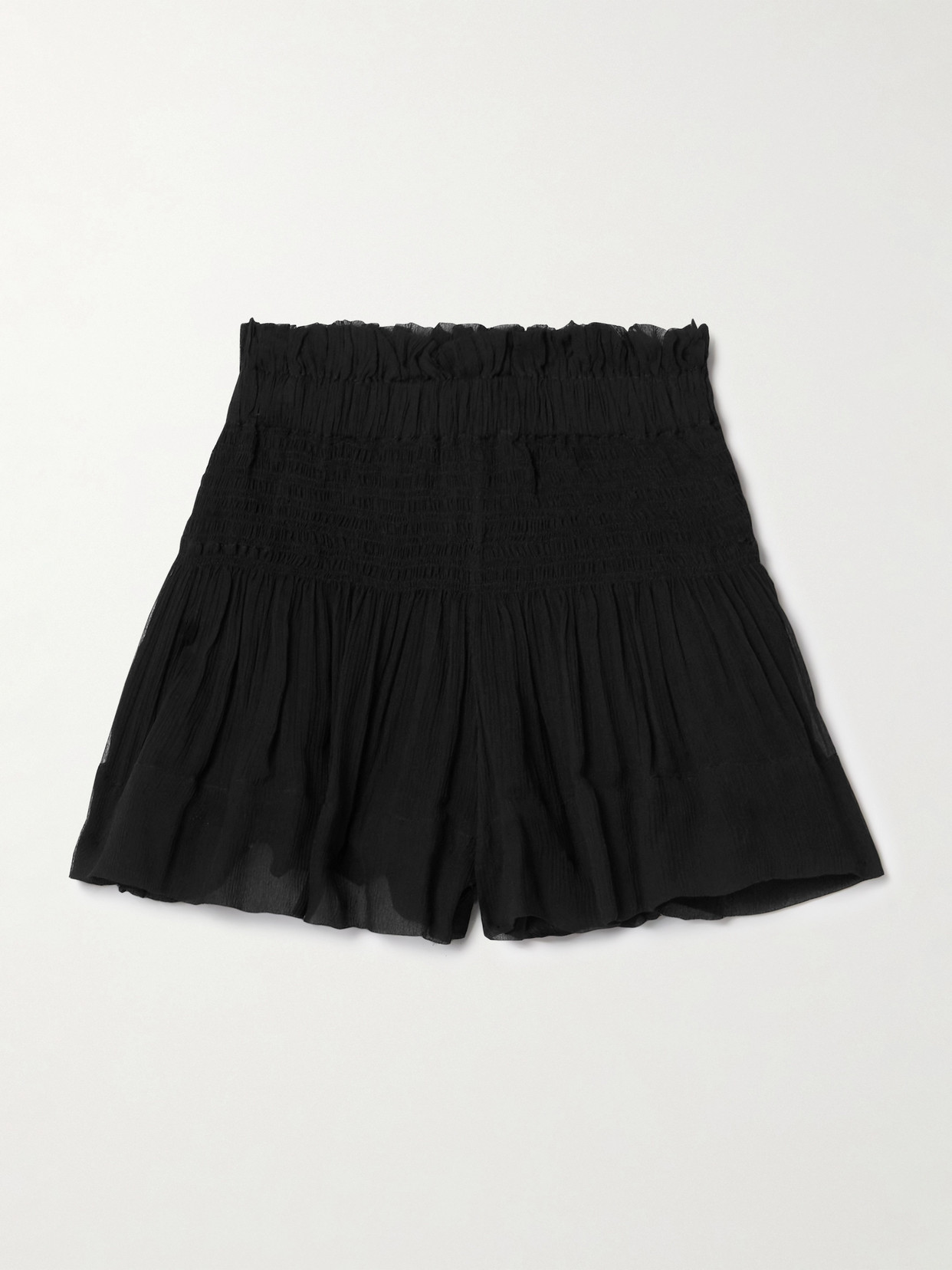 Isabel Marant Maelly Shirred Silk-crepon Shorts In Black