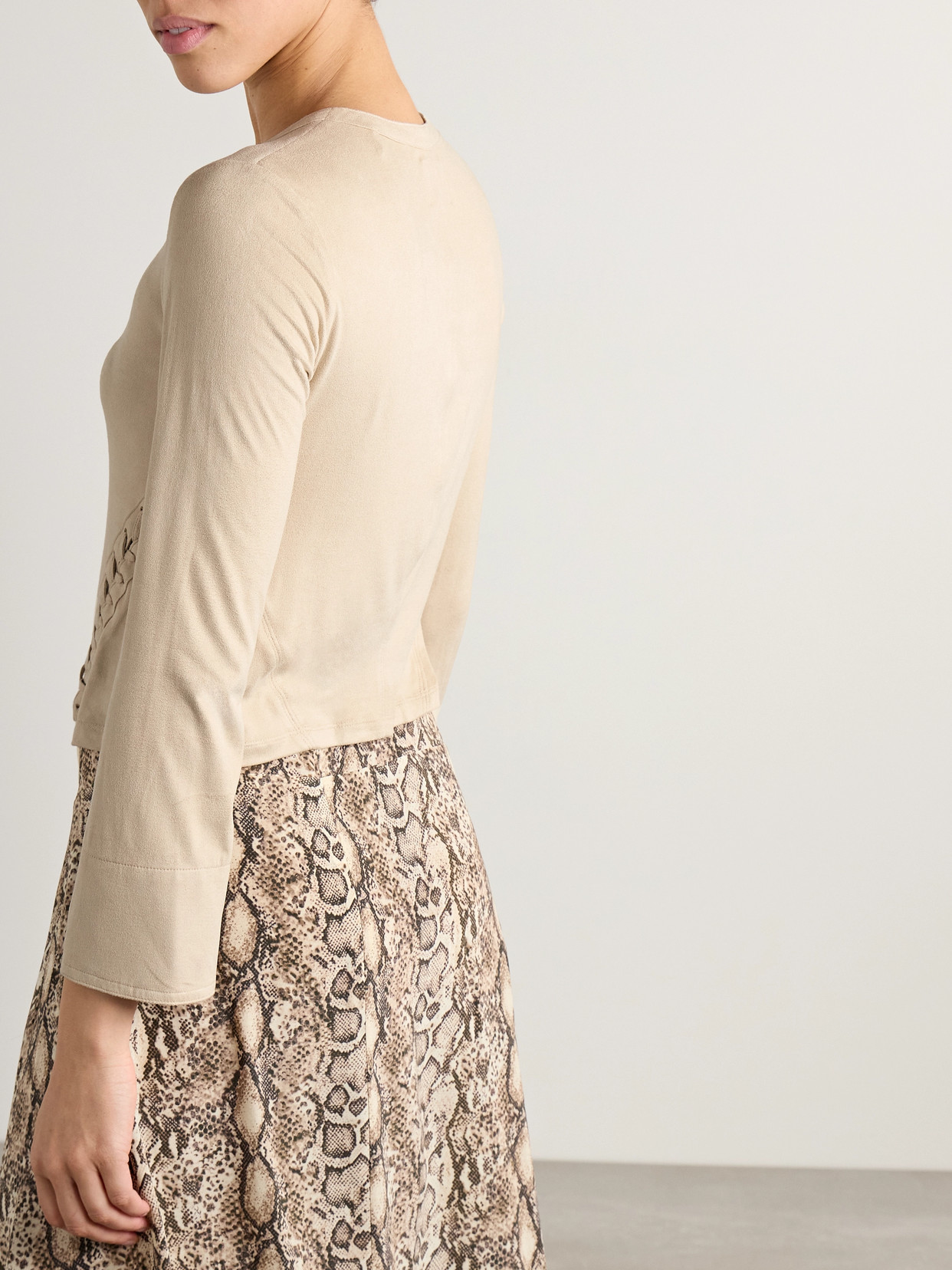 ISABEL MARANT SEATLE CROPPED LACE-UP BRUSHED STRETCH-JERSEY TOP