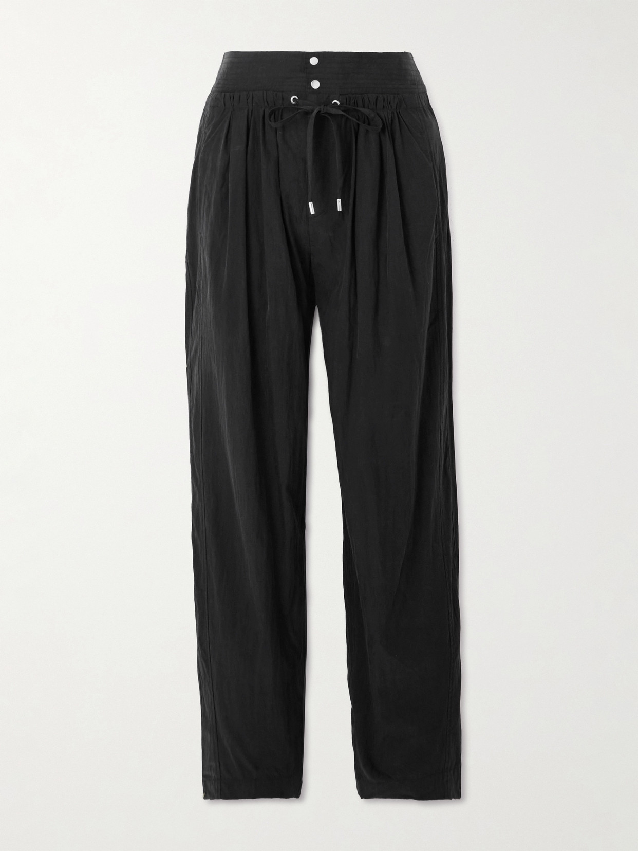 Isabel Marant Gleen Pleated Tencel™ Lyocell-blend Tapered Pants In Black