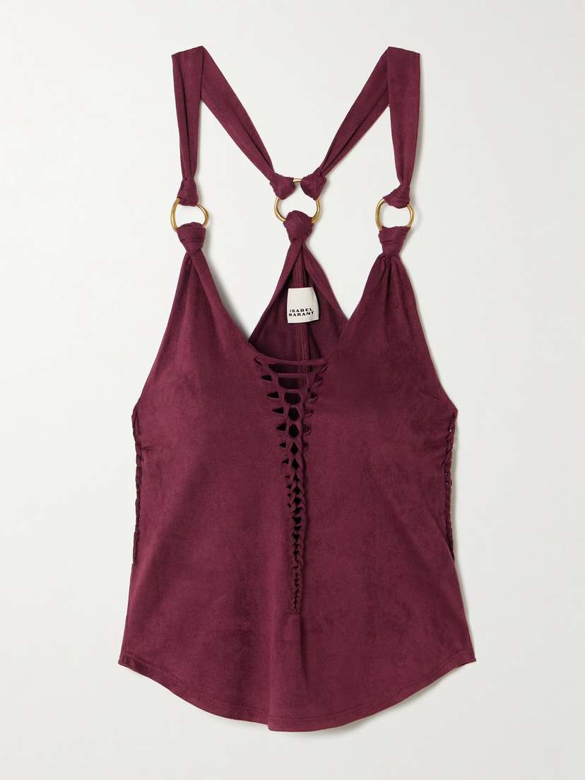 Isabel Marant Sakina Embellished Cutout Braided Brushed-jersey Tank