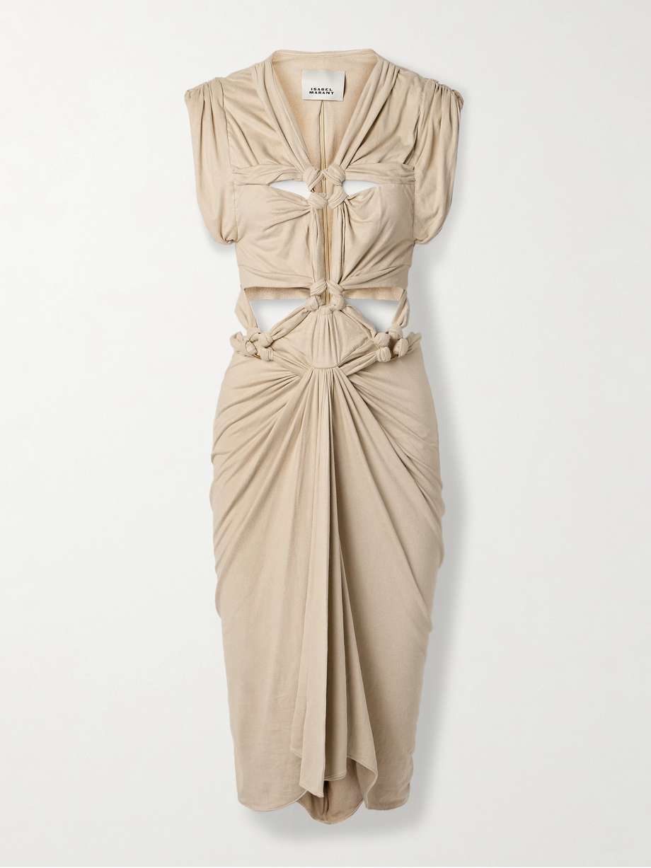 sirena knotted cutout brushed stretch-jersey midi dress