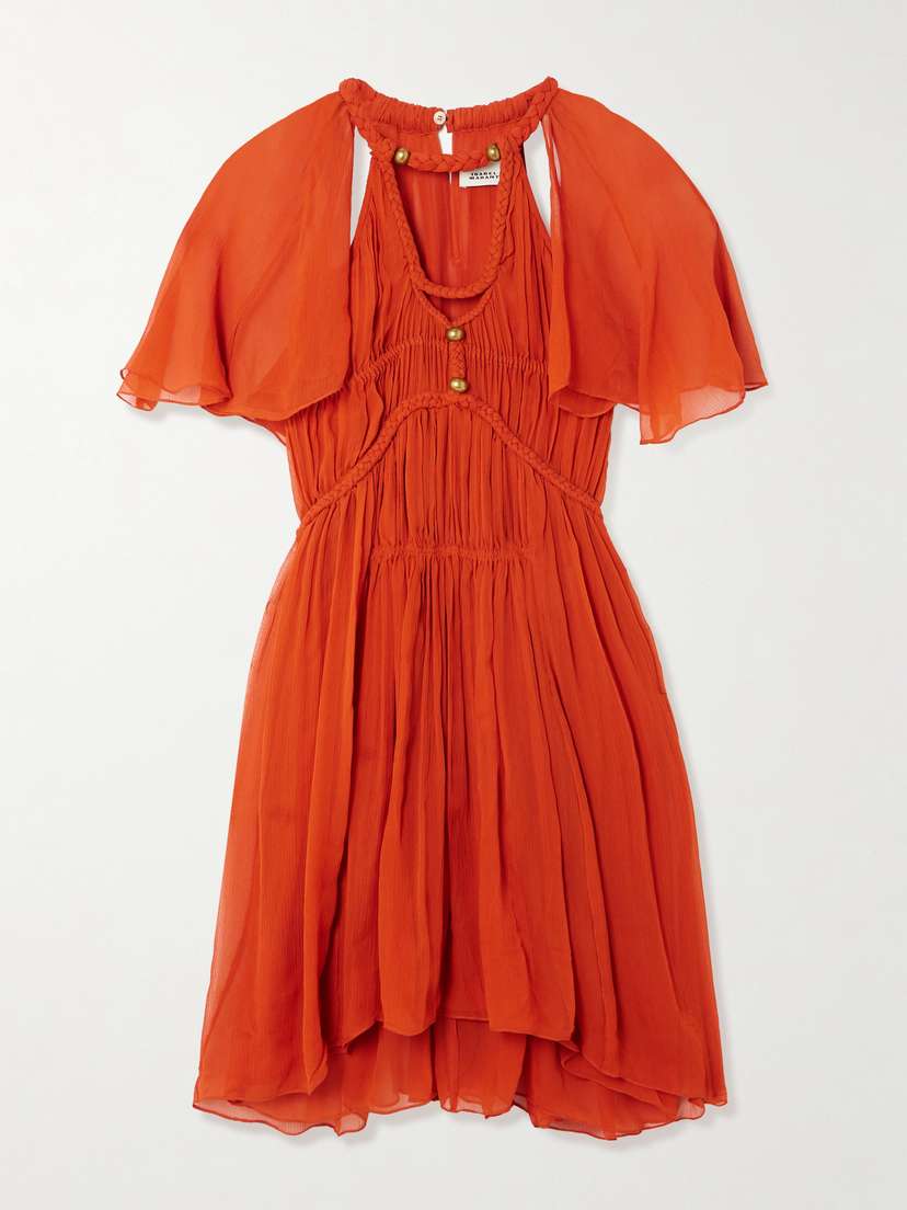 Isabel Marant Randalia Embellished Cutout Printed Silk-crepon Mini Dress