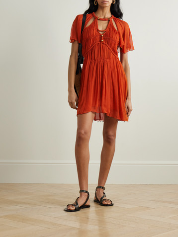 Isabel Marant Randalia embellished cutout printed silk-crepon mini dress
