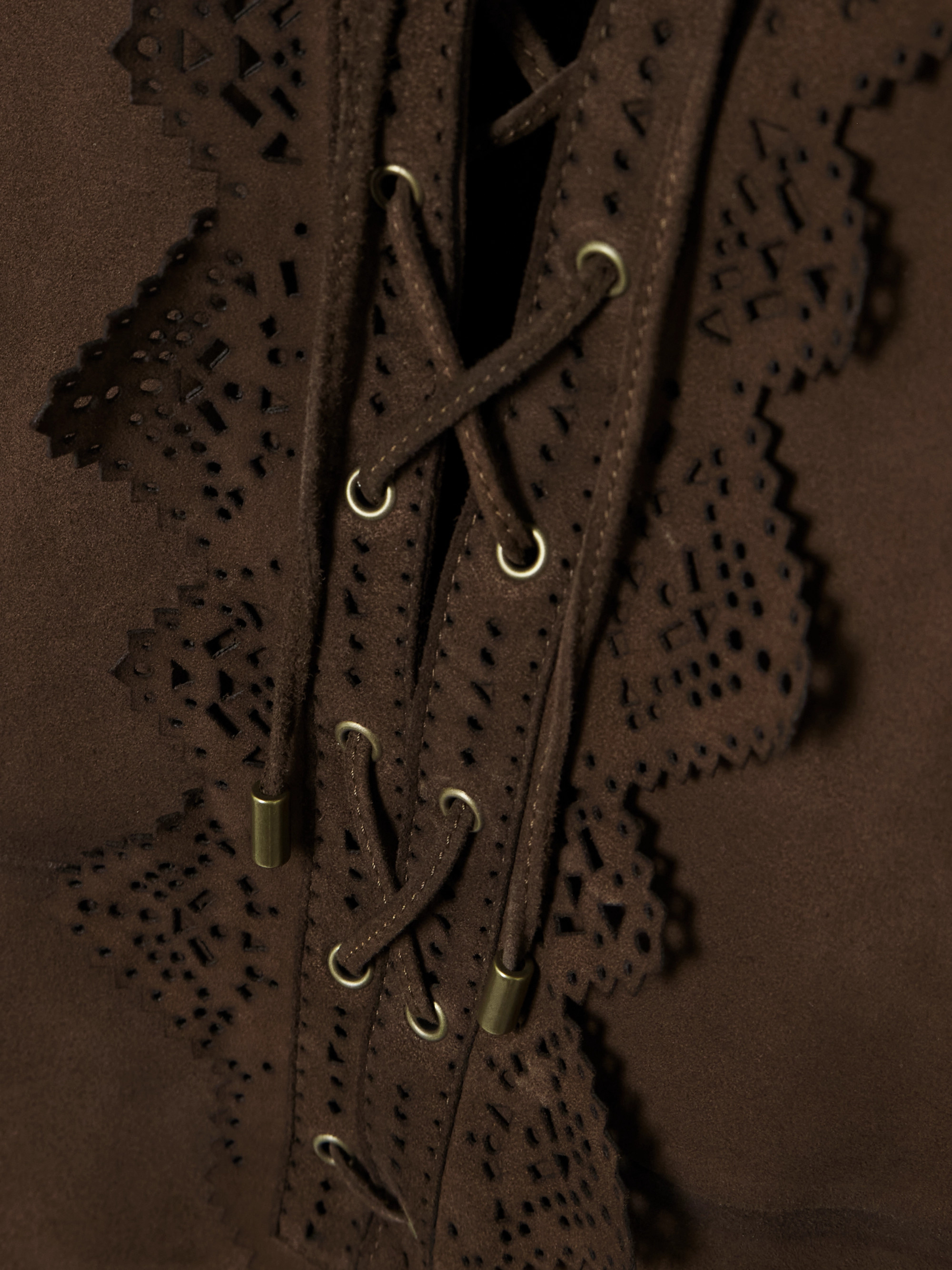 Isabel Marant Charlina lace-up scalloped perforated suede mini dress