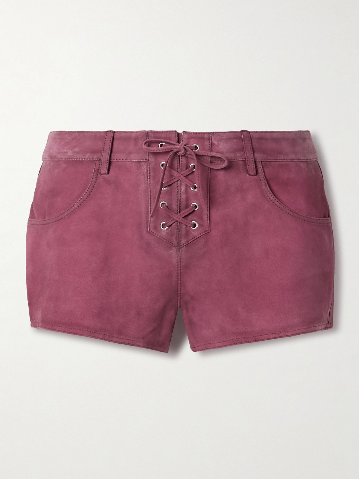 Isabel Marant Vanel Lace-up Suede Shorts In Purple