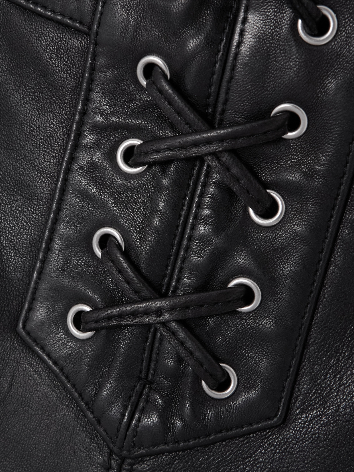 Isabel Marant Vanel Lace-up Leather Straight-leg Pants In Black