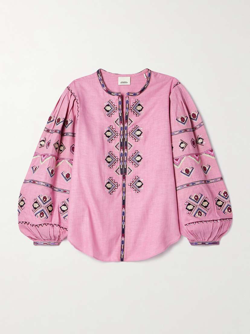 Isabel Marant Zielle Embellished Silk-gauze Blouse