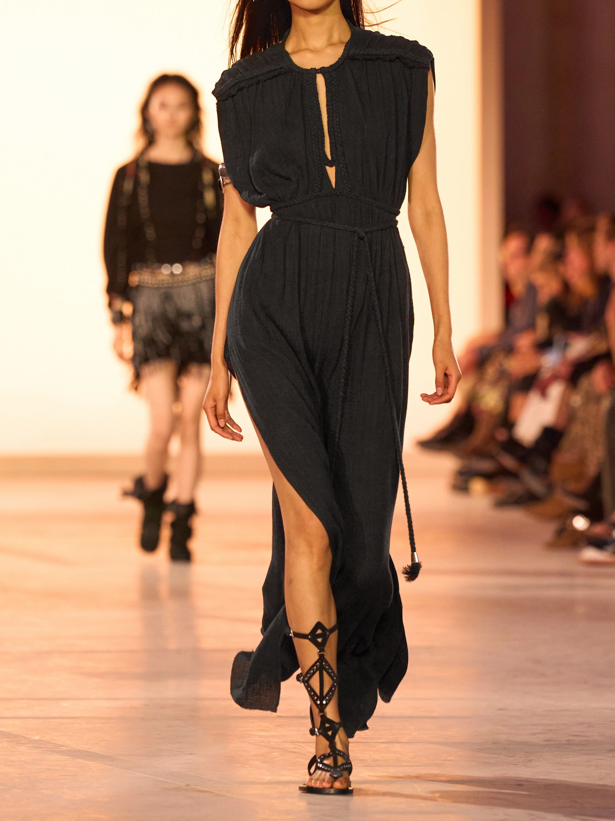 Shop Isabel Marant Joya Open-back Braided Cotton-gauze Maxi Dress In Black