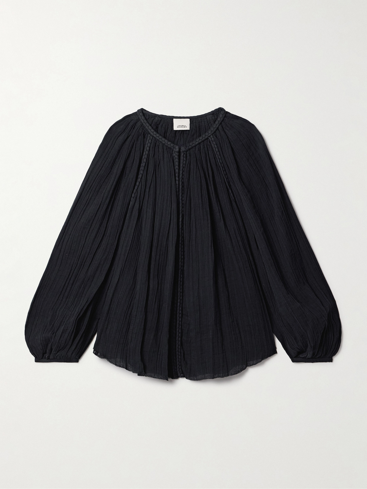 Isabel Marant - Jenna Gathered Organic Cotton-gauze Blouse - Black