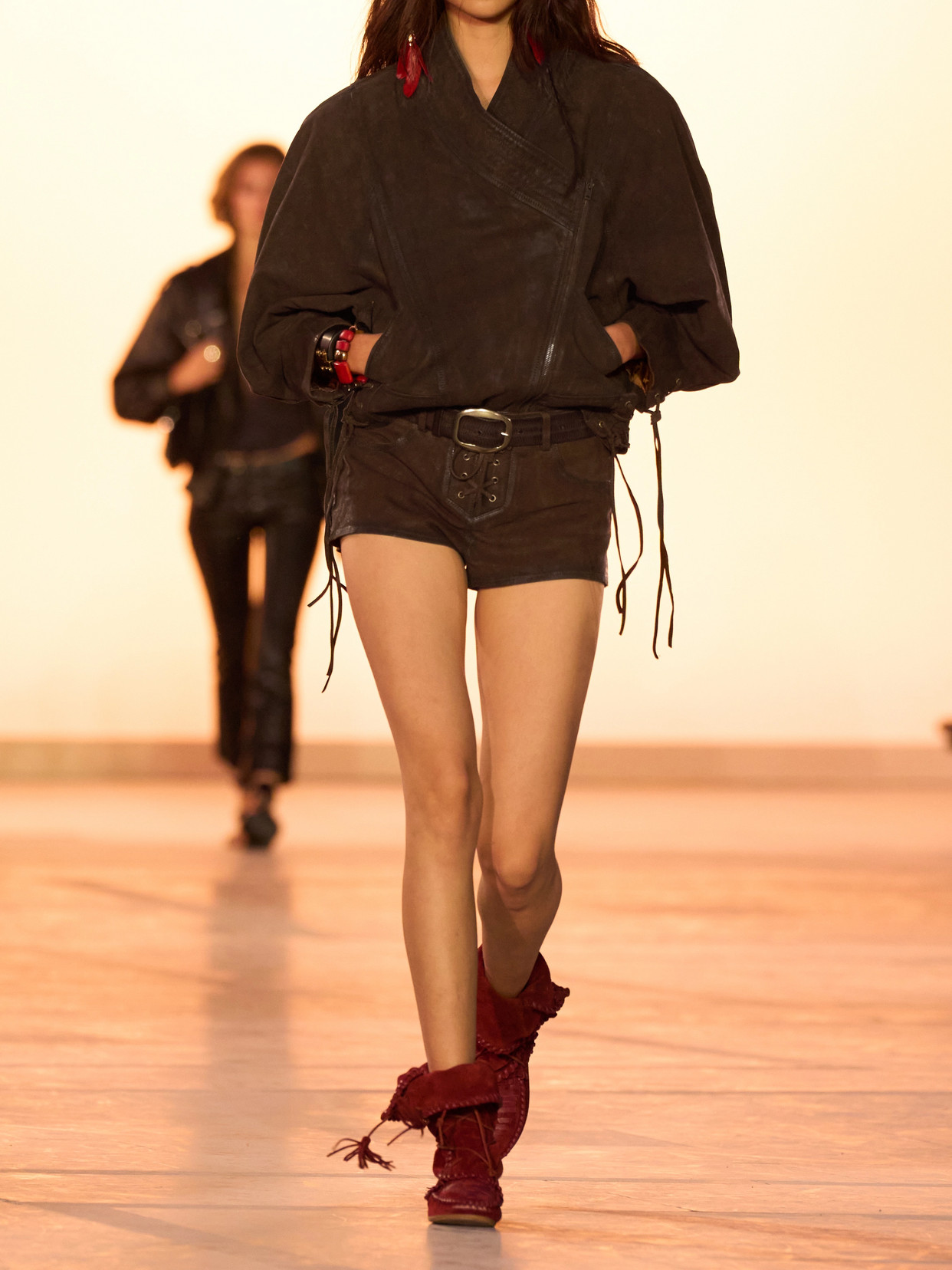 ISABEL MARANT VANEL LACE-UP SUEDE SHORTS