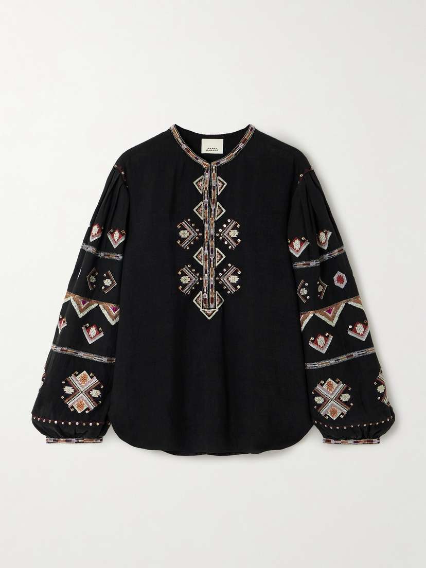 Isabel Marant Zielle Embellished Embroidered Silk-gauze Blouse