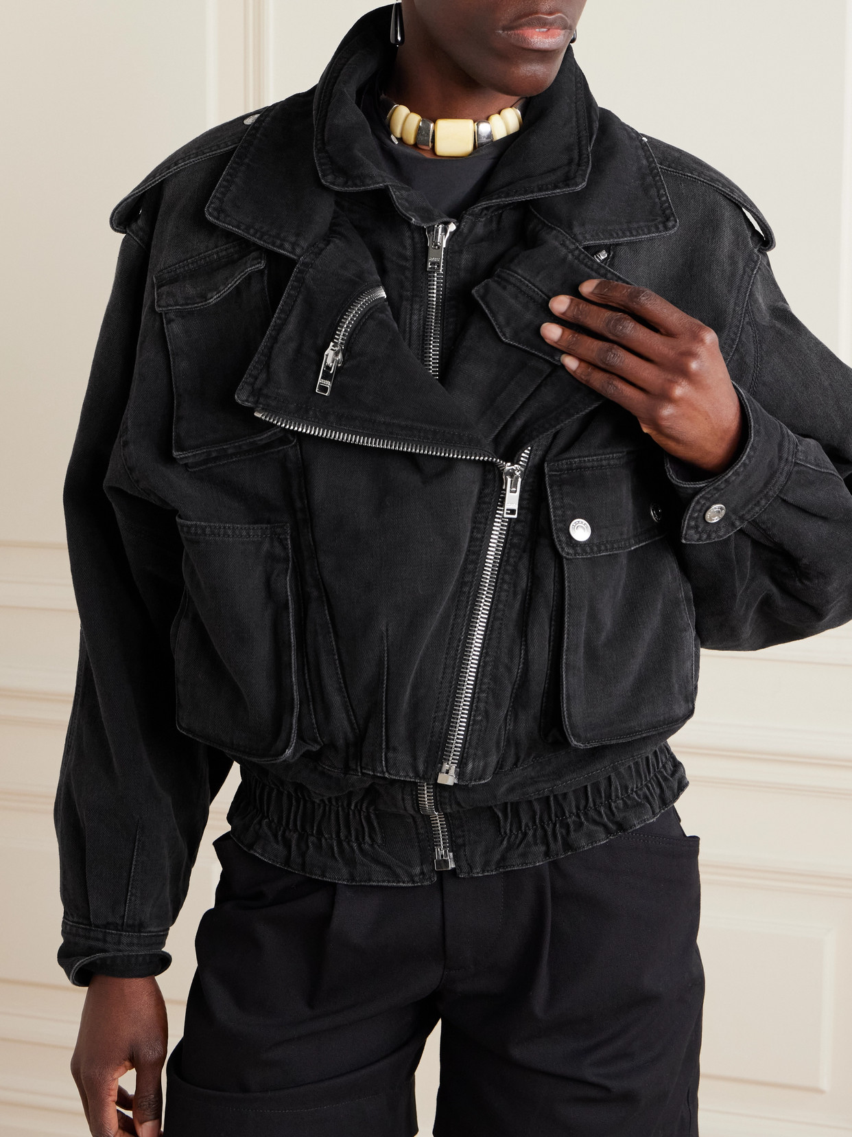 Isabel Marant Giubbino Aneli In Denim Nero Donna In Black