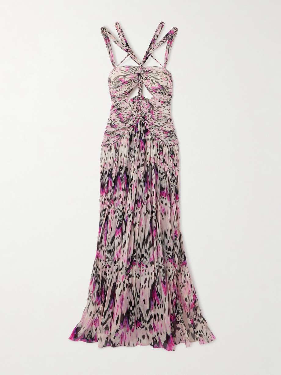 rafael cutout embellished braided printed silk-crepon maxi dress