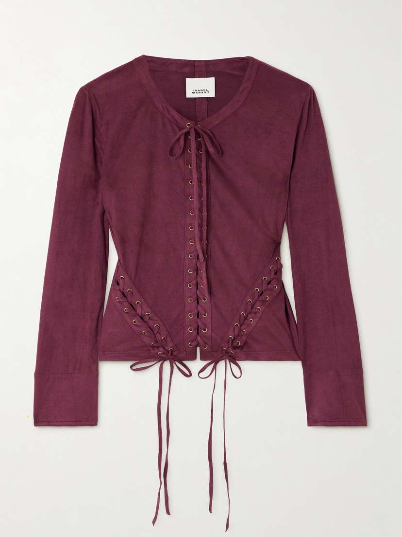 Isabel Marant Seatle Cropped Lace-up Brushed Stretch-jersey Top