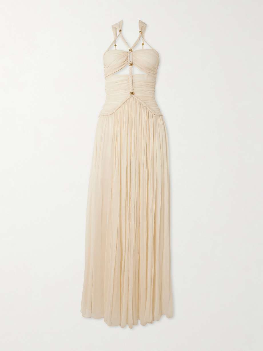 rafael embellished braided silk-crepon maxi dress