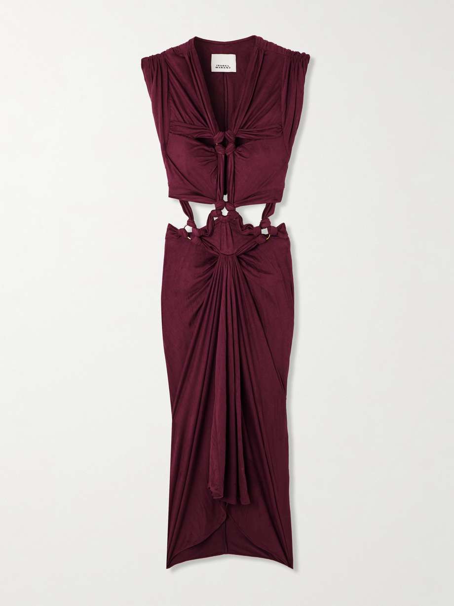 sirena knotted cutout brushed stretch-jersey midi dress