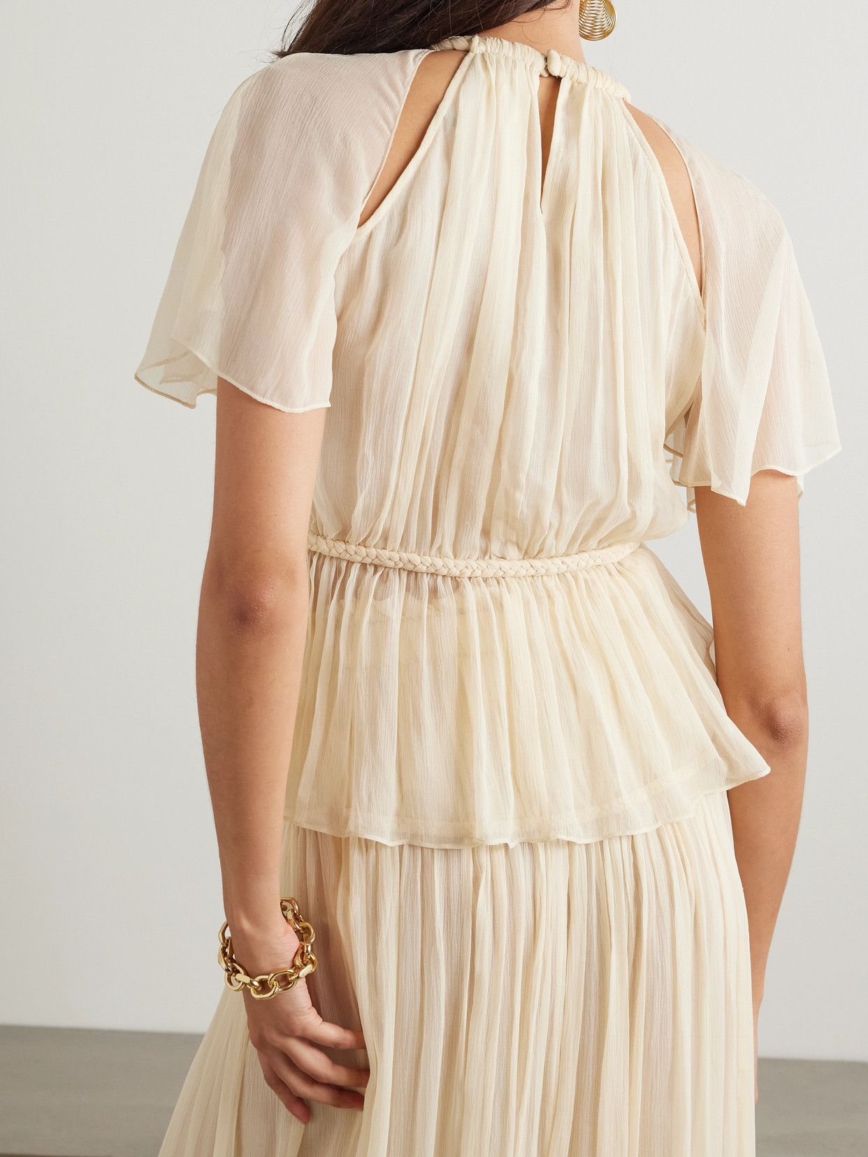 Shop Isabel Marant Rosaline Embellished Braided Silk-crepon Blouse In Neutrals