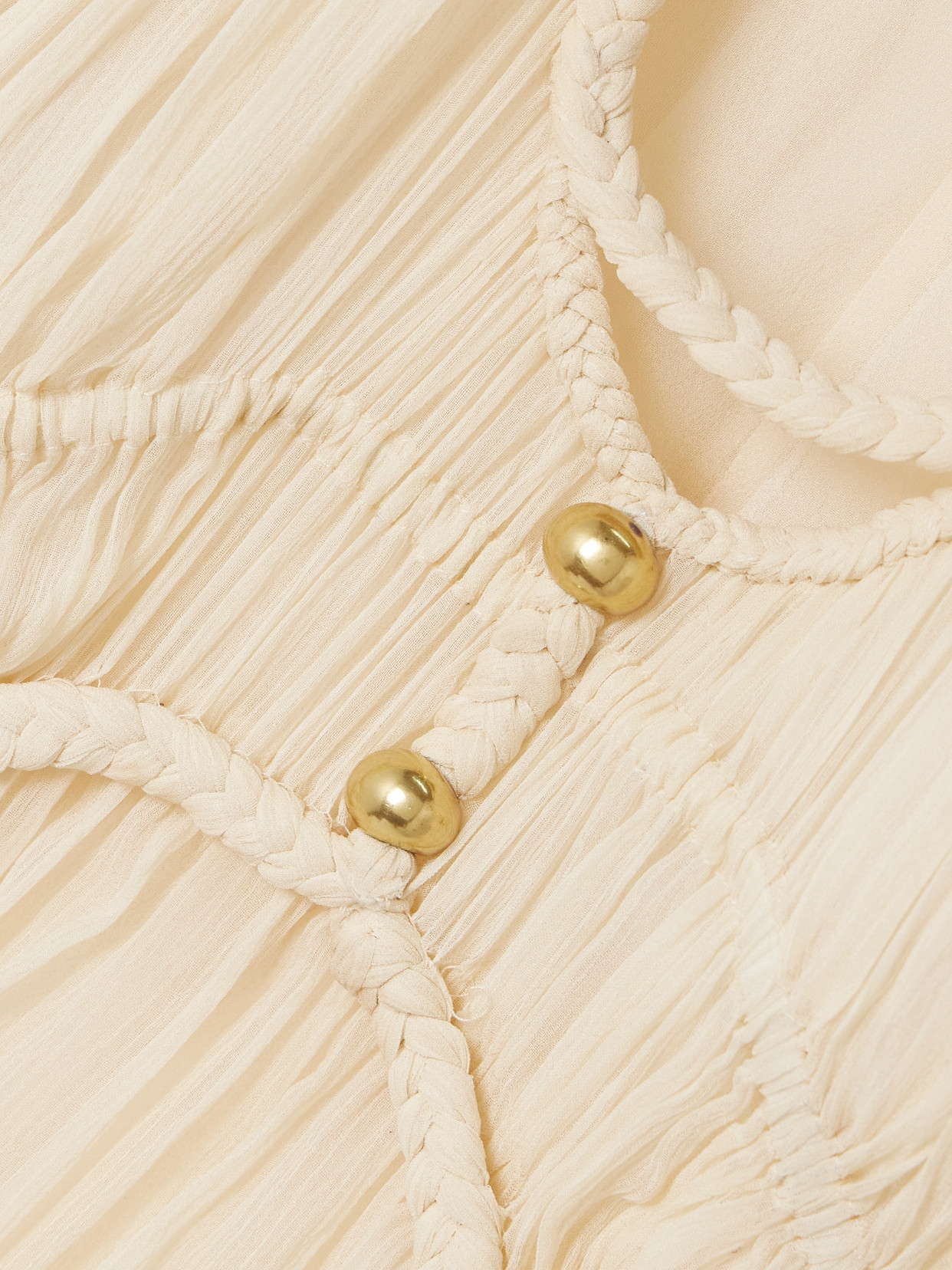 Shop Isabel Marant Rosaline Embellished Braided Silk-crepon Blouse In Neutrals