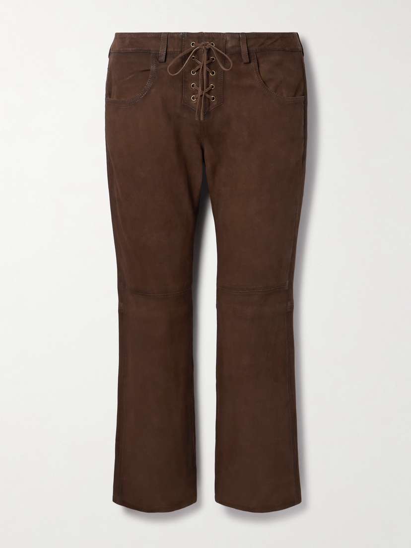 Isabel Marant Vanel Lace-up Suede Straight-leg Pants