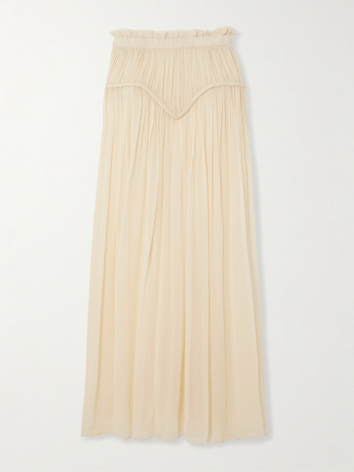 Isabel Marant Braided High Waist Maxi Pleated Ruffle Skirt In Neutrals