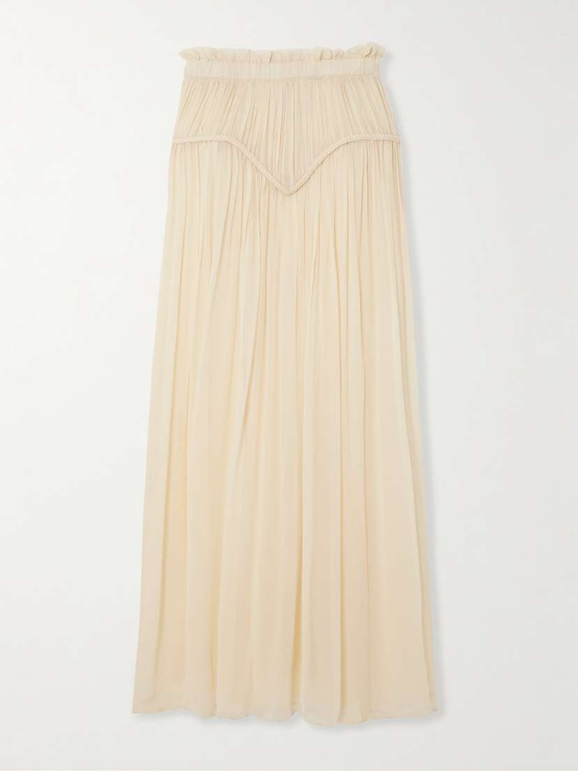 Isabel Marant Rolande Braided Gathered Silk-crepon Maxi Skirt