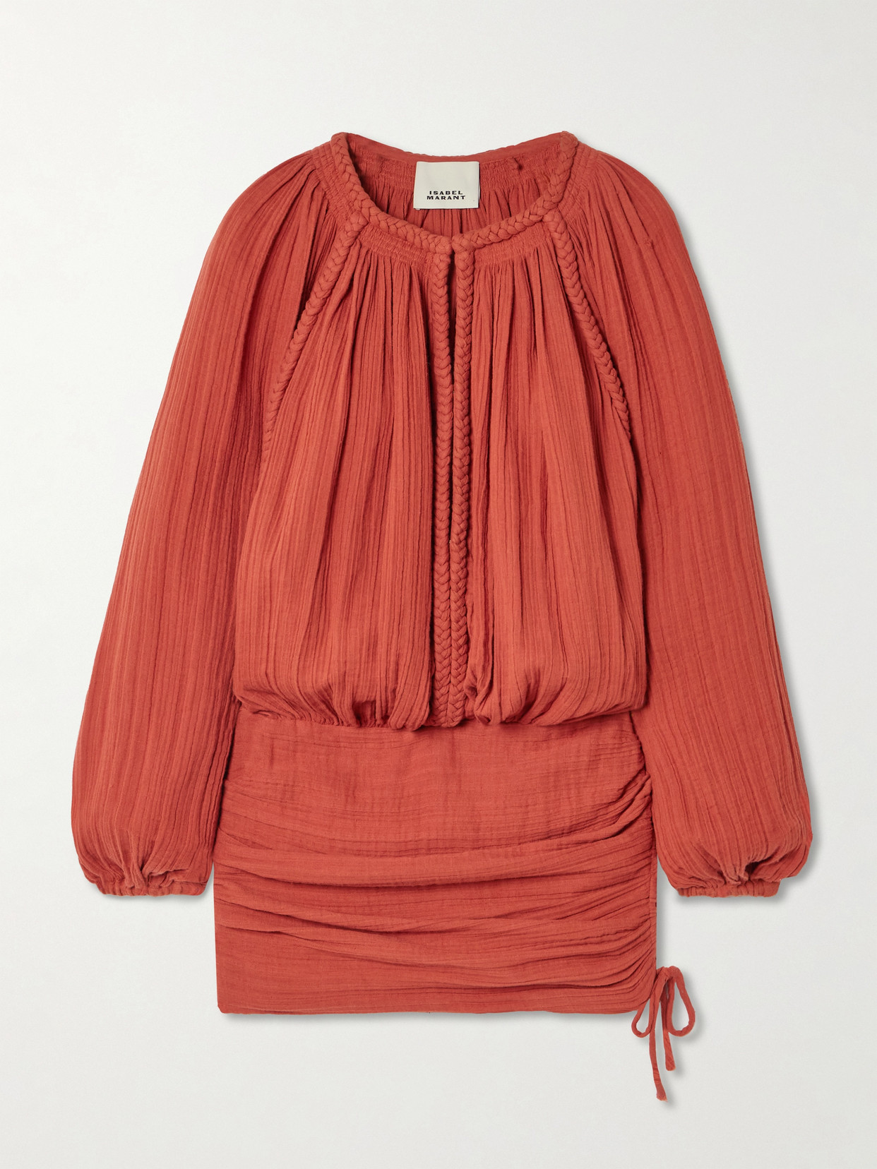 Isabel Marant Dress With Trim Drawstring Pleats Sleeves In Orange