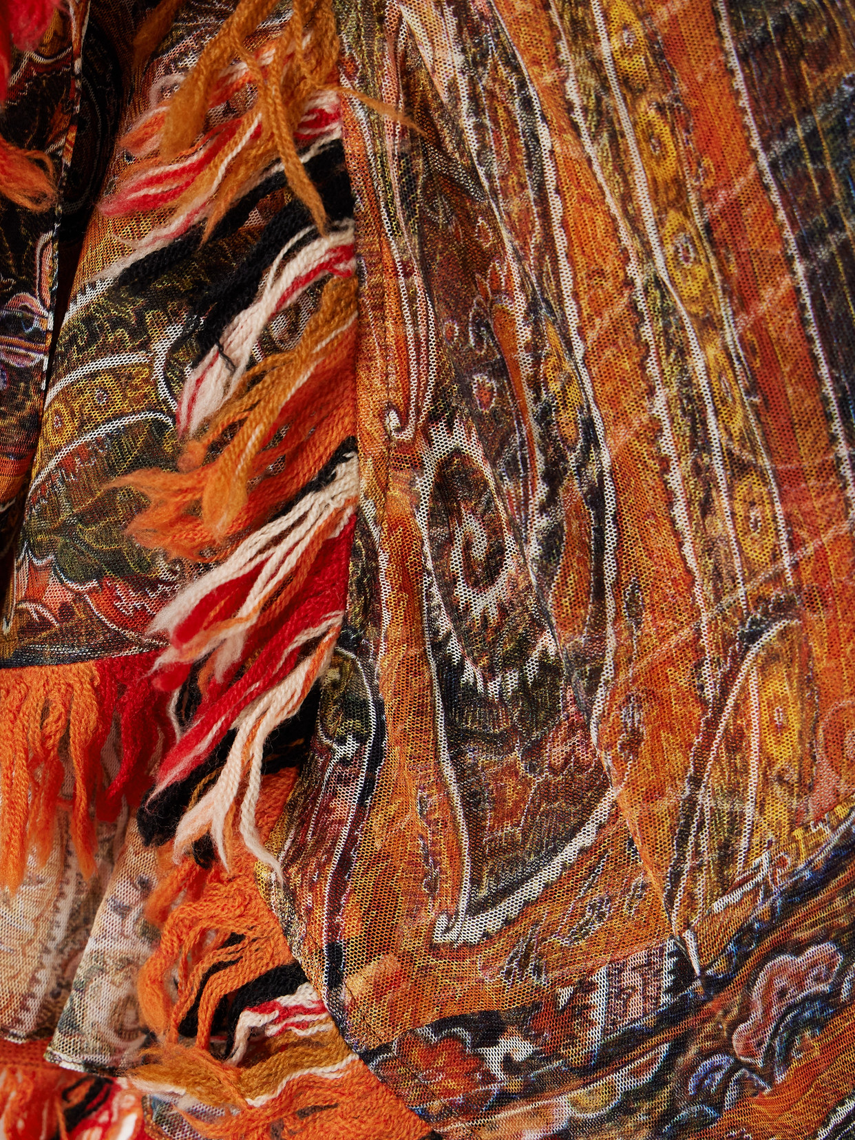 Isabel Marant Shirred Paisley-print Georgette Shorts In Orange